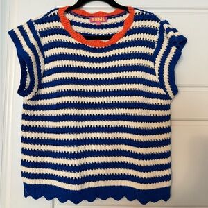 THML Blue and White Striped Cropped Sweater